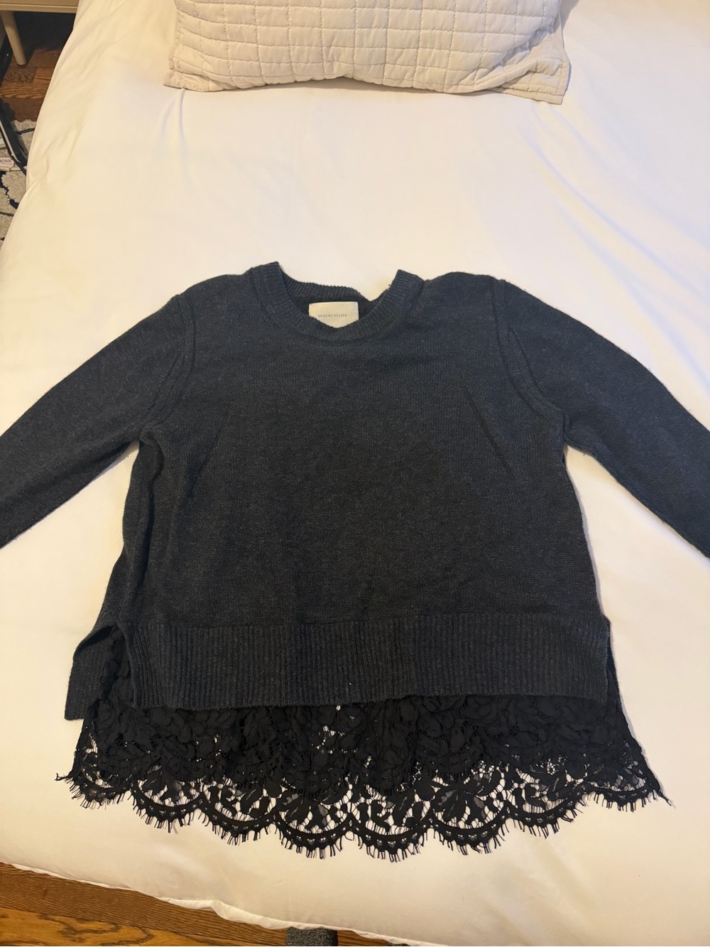 Brochu Walker Lace Detail Wool Sweater